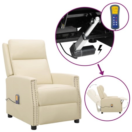 vidaXL Massagesessel mit Aufstehhilfe Creme Kunstleder