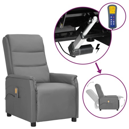 vidaXL Massagesessel mit Aufstehhilfe Grau Kunstleder