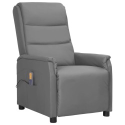 vidaXL Massagesessel mit Aufstehhilfe Grau Kunstleder