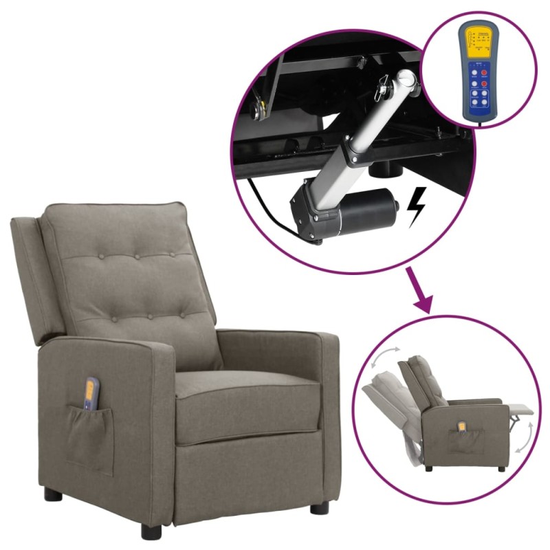 vidaXL Massagesessel mit Aufstehhilfe Hellgrau Stoff vidaXL Massagesessel mit Aufstehhilfe Hellgrau Stoff