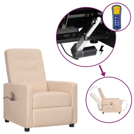 vidaXL Massagesessel mit Aufstehhilfe Creme Stoff