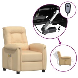 vidaXL Massagesessel mit Aufstehhilfe Creme Mikrofasergewebe