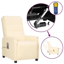 vidaXL Massagesessel mit Aufstehhilfe Creme Kunstleder