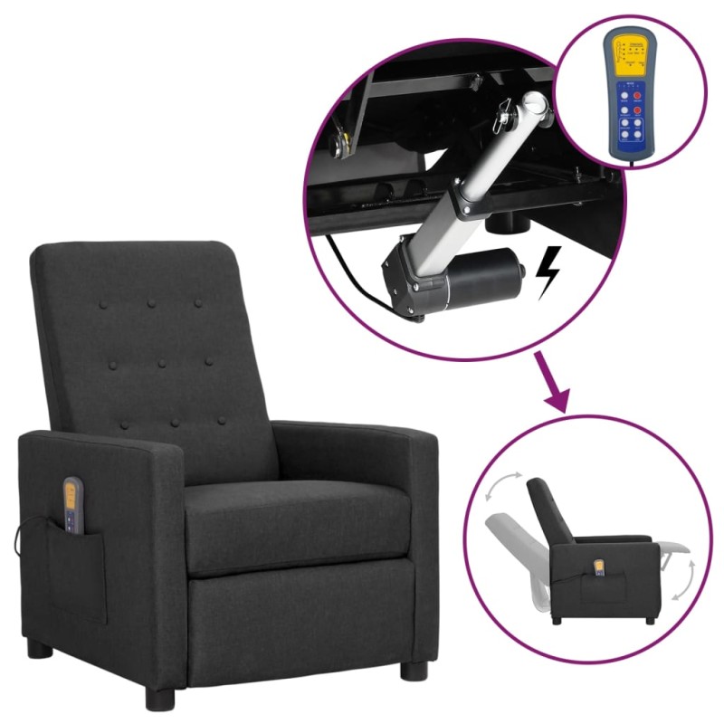 vidaXL Massagesessel mit Aufstehhilfe Dunkelgrau Stoff vidaXL Massagesessel mit Aufstehhilfe Dunkelgrau Stoff