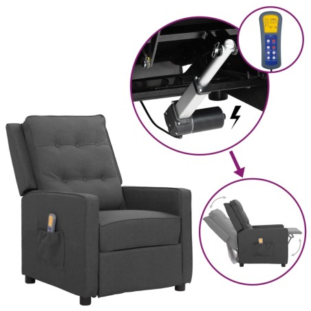 vidaXL Massagesessel mit Aufstehhilfe Dunkelgrau Stoff