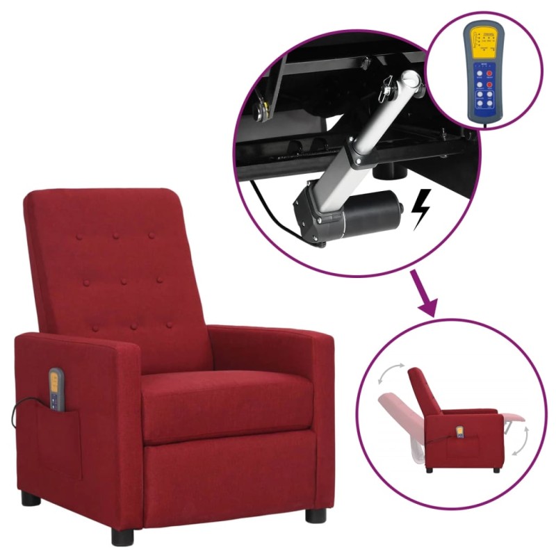 vidaXL Massagesessel mit Aufstehhilfe Weinrot Stoff vidaXL Massagesessel mit Aufstehhilfe Weinrot Stoff