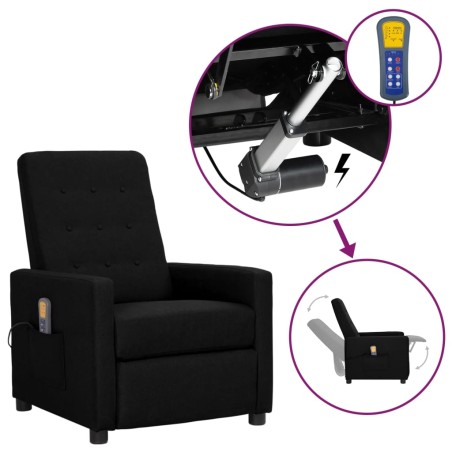 vidaXL Massagesessel mit Aufstehhilfe Schwarz Stoff