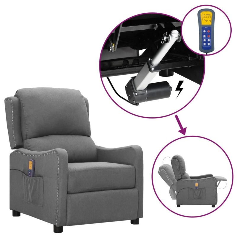 vidaXL Massagesessel mit Aufstehhilfe Hellgrau Stoff vidaXL Massagesessel mit Aufstehhilfe Hellgrau Stoff