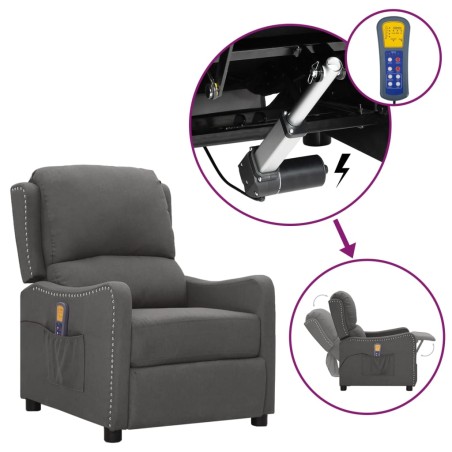 vidaXL Massagesessel mit Aufstehhilfe Dunkelgrau Stoff