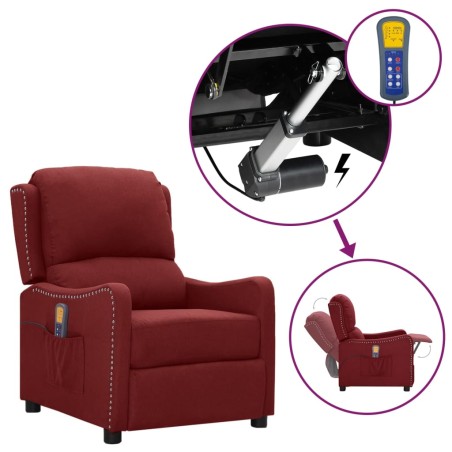 vidaXL Massagesessel mit Aufstehhilfe Weinrot Stoff