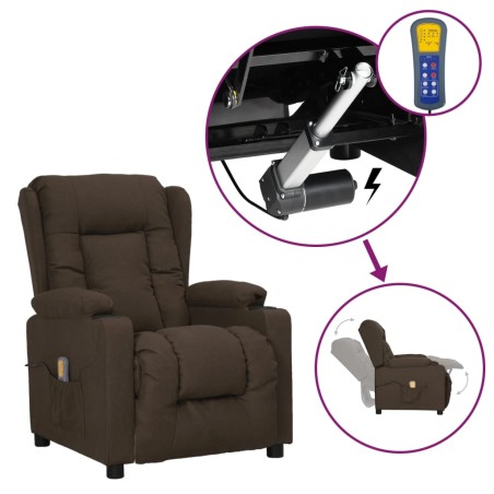 vidaXL Massagesessel mit Aufstehhilfe Dunkelbraun Stoff