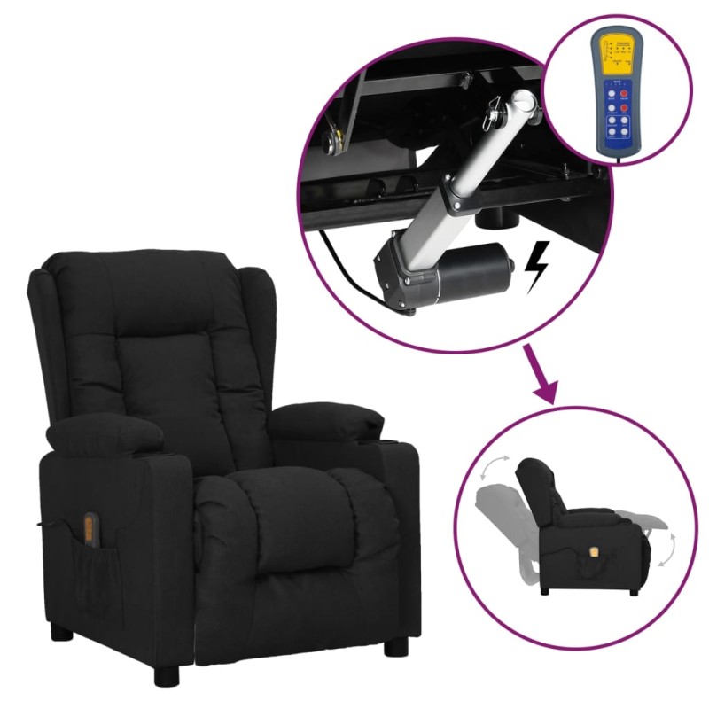 vidaXL Massagesessel mit Aufstehhilfe Schwarz Stoff vidaXL Massagesessel mit Aufstehhilfe Schwarz Stoff