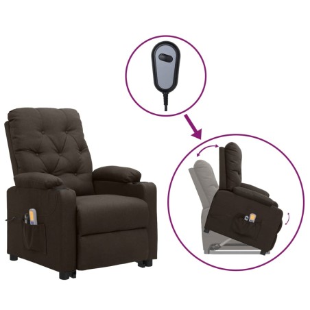 vidaXL Massagesessel mit Aufstehhilfe Dunkelbraun Stoff