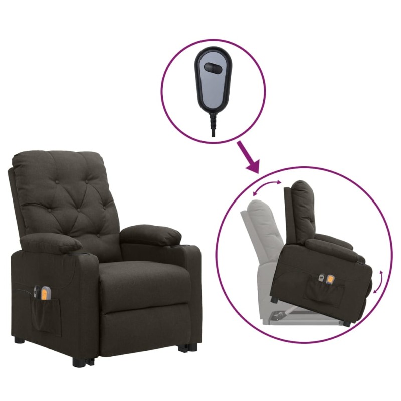 vidaXL Massagesessel mit Aufstehhilfe Taupe Stoff vidaXL Massagesessel mit Aufstehhilfe Taupe Stoff