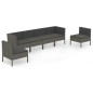 vidaXL 6-tlg. Garten-Lounge-Set mit Auflagen Poly Rattan Grau vidaXL 6-tlg. Garten-Lounge-Set mit Auflagen Poly Rattan Grau