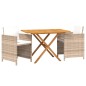 vidaXL 3-tlg. Garten-Essgruppe mit Kissen Beige vidaXL 3-tlg. Garten-Essgruppe mit Kissen Beige
