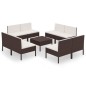 vidaXL 9-tlg. Garten-Lounge-Set mit Auflagen Poly Rattan Braun vidaXL 9-tlg. Garten-Lounge-Set mit Auflagen Poly Rattan Braun