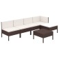vidaXL 6-tlg. Garten-Lounge-Set mit Auflagen Poly Rattan Braun vidaXL 6-tlg. Garten-Lounge-Set mit Auflagen Poly Rattan Braun