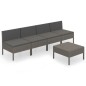vidaXL 5-tlg. Garten-Lounge-Set mit Auflagen Poly Rattan Grau vidaXL 5-tlg. Garten-Lounge-Set mit Auflagen Poly Rattan Grau
