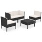 vidaXL 5-tlg. Garten-Lounge-Set mit Auflagen Poly Rattan Schwarz vidaXL 5-tlg. Garten-Lounge-Set mit Auflagen Poly Rattan Schwarz
