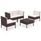 vidaXL 5-tlg. Garten-Lounge-Set mit Auflagen Poly Rattan Braun vidaXL 5-tlg. Garten-Lounge-Set mit Auflagen Poly Rattan Braun