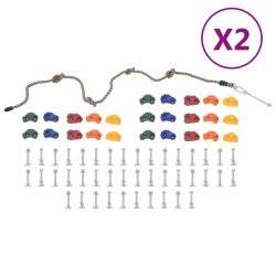vidaXL Klettersteine mit Seil 50 Stk. Mehrfarbig  