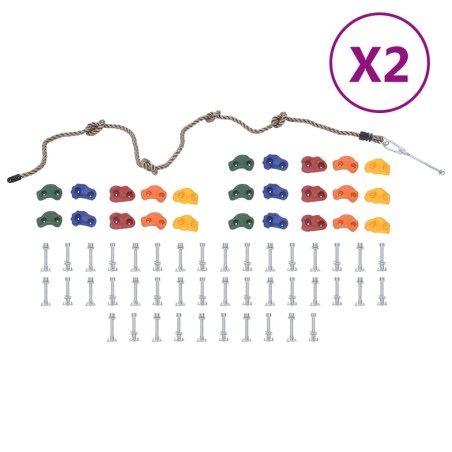 vidaXL Klettersteine mit Seil 50 Stk. Mehrfarbig  