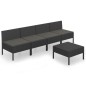 vidaXL 5-tlg. Garten-Lounge-Set mit Auflagen Poly Rattan Schwarz vidaXL 5-tlg. Garten-Lounge-Set mit Auflagen Poly Rattan Schwarz
