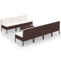 vidaXL 8-tlg. Garten-Lounge-Set mit Auflagen Poly Rattan Braun vidaXL 8-tlg. Garten-Lounge-Set mit Auflagen Poly Rattan Braun