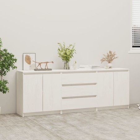 vidaXL Beistellschrank Weiß 180x36x65 cm Massivholz Kiefer