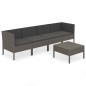 vidaXL 5-tlg. Garten-Lounge-Set mit Auflagen Poly Rattan Grau vidaXL 5-tlg. Garten-Lounge-Set mit Auflagen Poly Rattan Grau
