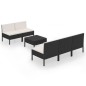 vidaXL 6-tlg. Garten-Lounge-Set mit Auflagen Poly Rattan Schwarz vidaXL 6-tlg. Garten-Lounge-Set mit Auflagen Poly Rattan Schwarz