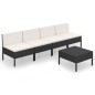 vidaXL 5-tlg. Garten-Lounge-Set mit Auflagen Poly Rattan Schwarz vidaXL 5-tlg. Garten-Lounge-Set mit Auflagen Poly Rattan Schwarz
