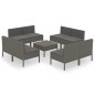 vidaXL 9-tlg. Garten-Lounge-Set mit Auflagen Poly Rattan Grau vidaXL 9-tlg. Garten-Lounge-Set mit Auflagen Poly Rattan Grau