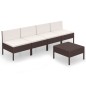 vidaXL 5-tlg. Garten-Lounge-Set mit Auflagen Poly Rattan Braun vidaXL 5-tlg. Garten-Lounge-Set mit Auflagen Poly Rattan Braun