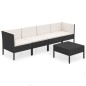 vidaXL 5-tlg. Garten-Lounge-Set mit Auflagen Poly Rattan Schwarz vidaXL 5-tlg. Garten-Lounge-Set mit Auflagen Poly Rattan Schwarz