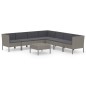 vidaXL 8-tlg. Garten-Lounge-Set mit Auflagen Poly Rattan Grau vidaXL 8-tlg. Garten-Lounge-Set mit Auflagen Poly Rattan Grau