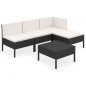 vidaXL 5-tlg. Garten-Lounge-Set mit Auflagen Poly Rattan Schwarz vidaXL 5-tlg. Garten-Lounge-Set mit Auflagen Poly Rattan Schwarz