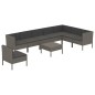 vidaXL 9-tlg. Garten-Lounge-Set mit Auflagen Poly Rattan Grau vidaXL 9-tlg. Garten-Lounge-Set mit Auflagen Poly Rattan Grau