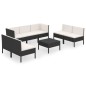 vidaXL 8-tlg. Garten-Lounge-Set mit Auflagen Poly Rattan Schwarz vidaXL 8-tlg. Garten-Lounge-Set mit Auflagen Poly Rattan Schwarz