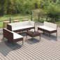 vidaXL 8-tlg. Garten-Lounge-Set mit Auflagen Poly Rattan Braun vidaXL 8-tlg. Garten-Lounge-Set mit Auflagen Poly Rattan Braun