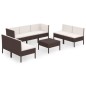 vidaXL 8-tlg. Garten-Lounge-Set mit Auflagen Poly Rattan Braun vidaXL 8-tlg. Garten-Lounge-Set mit Auflagen Poly Rattan Braun