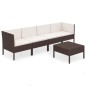 vidaXL 5-tlg. Garten-Lounge-Set mit Auflagen Poly Rattan Braun vidaXL 5-tlg. Garten-Lounge-Set mit Auflagen Poly Rattan Braun