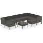 vidaXL 10-tlg. Garten-Lounge-Set mit Auflagen Poly Rattan Grau vidaXL 10-tlg. Garten-Lounge-Set mit Auflagen Poly Rattan Grau