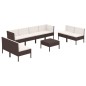 vidaXL 9-tlg. Garten-Lounge-Set mit Auflagen Poly Rattan Braun vidaXL 9-tlg. Garten-Lounge-Set mit Auflagen Poly Rattan Braun