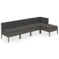 vidaXL 5-tlg. Garten-Lounge-Set mit Auflagen Poly Rattan Grau vidaXL 5-tlg. Garten-Lounge-Set mit Auflagen Poly Rattan Grau
