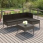 vidaXL 5-tlg. Garten-Lounge-Set mit Auflagen Poly Rattan Grau vidaXL 5-tlg. Garten-Lounge-Set mit Auflagen Poly Rattan Grau