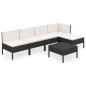 vidaXL 6-tlg. Garten-Lounge-Set mit Auflagen Poly Rattan Schwarz vidaXL 6-tlg. Garten-Lounge-Set mit Auflagen Poly Rattan Schwarz