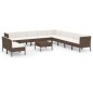 vidaXL 12-tlg. Garten-Lounge-Set mit Auflagen Poly Rattan Braun vidaXL 12-tlg. Garten-Lounge-Set mit Auflagen Poly Rattan Braun