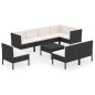 vidaXL 9-tlg. Garten-Lounge-Set mit Auflagen Poly Rattan Schwarz vidaXL 9-tlg. Garten-Lounge-Set mit Auflagen Poly Rattan Schwarz
